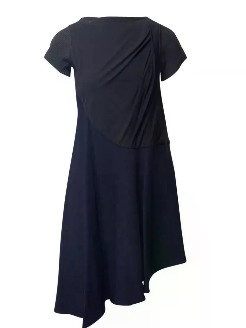 Balenciaga Paris 2013 Black Draped Pleated Sleeve Midi Dress Made in Italy Sz 6
